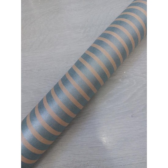 Крафт бумага, рис "Полосы" (голубой) 0,7м*10м, цена за рулон